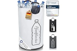 COTTARA® Oryginalne butelki do przechowywania kaucji, składane – pojemniki kolekcjonerskie XXL z przetworzonych butelek PET do kuchni – pojemnik na butelki puste szkło, kolor biały, 70 l