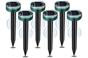 Jokresty 6 Pack Solar Mole Repellent, Ultrasonic Mole Repeller,Sonic Mole Repeller with Waterproof Get Rid of Snakes,Rats,Voles, Gophers,Rodents for Outdoor Lawn Garden Yards