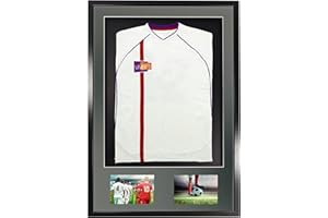 Vivarti DIY - Marco de exhibición deportivo para adultos, montaje en 3D + doble apertura para fútbol, rugby, caja de sombra de camiseta de banda, 61 x 91,5 cm, marco negro, soporte plateado, tarjeta