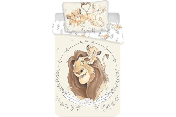 Disney Lejonkungen, Simba, Mufasa, babysängkläder, örngott, täcke, 100 % bomull, 100 x 135 cm