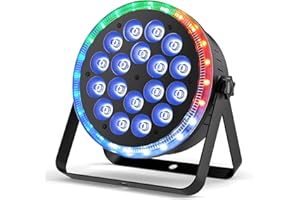 Starlitflow 108W Par LED RGBW avec RGB 24 LED Anneau Lumineux, Lumiere de Scene D MX avec Activation Sonore et 255 Effets, Eclairage Disco pour Fêtes Spectacles Scènes Noël Halloween