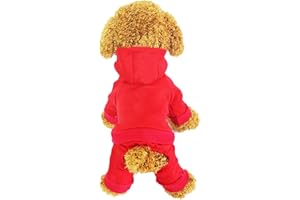 LifeWheel Haustier Kleidung Hundemantel Hundepullover Warm Wintermantel Hunde Kostüm für Katzen Kleine Hunde Hunde-Kapuzenpullover (Rot, L)