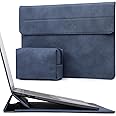 HYZUO 15 Inch Laptop Sleeve Case with Stand Feature for MacBook Air 15 M3 A3114 M2 A2941 2024 2023, 15" Surface Laptop 7/6/5/4/3, MacBook Pro 15 A1990 A1707 2019-2016, with Carry Bag, Navy Blue