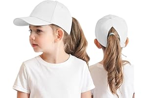 HERUAI Children's Baseball Cap with Ponytail for Girls Boys Golf Visor Hat Baseball Cap Sun Visor Hat UV Protection Peaked Cap Summer Hat Junior Summer Hat Tennis Cap Sun Hat Visor UPF 50+