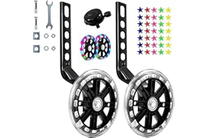 doepeBAE Kids Bike Stabilisers,Bicycle Flash Training Wheels,bicycle Stabilisers for Children,Bicycle Riding Training Wheels Adjustable, Beginners Bicycle Riding Exercises, 12-18 Inch (Black)