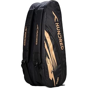 Hundred Cosmogear Badminton Kit-Bag (Black)|Double Zipper|Bag with Front Zipper Pocket, Polyester