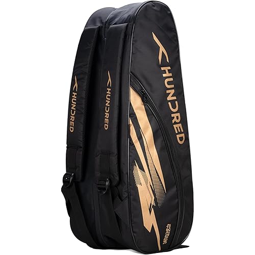 Hundred Cosmogear Badminton Kit-Bag (Black)|Double Zipper|Bag with Front Zipper Pocket, Polyester