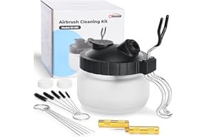 Oasser 20 Pièces Kit de Nettoyage pour Aérographe Comprenant 1 Pot de Nettoyage avec Support 5 Brosses de Nettoyage 5 Pics de Nettoyage et 1 Aiguille de Lavage