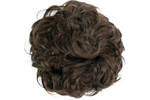 ‎CAISHA CAISHA Scrunchie Haarteil Haargummi Dutt Haarverdichtung Groß Emilia Gewellt Unordentlich DM15cm Brünett G5E