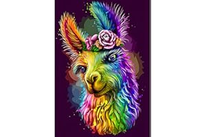 AIRDEA 5D Alpaca Diamond Carft Painting Kits for Adults, DIY Animal Diamond Carft Painting Kits, Round Full Drill Alpaca Diamond Art Kits Paint by Numbers Diamond Carft Painting Art 12x16inch