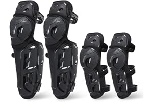 SCOYCO 4 pz Moto Ginocchiere Parastinchi Gomito Protezioni per Gli Uomini Antiscivolo 2 in 1 Protector Regolabile Powersport Protezione Armatura Motocross Racing Attrezzo Protettivo