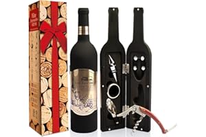 ZBPASL Set apribottiglie cavatappi, set regalo accessori per vino, apribottiglie cavatappi con tagliacapsule, Tappo per Vino,Versatore per Vino (nero 04)