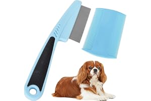 MIKIHAT Flohkamm für Hunde Katzen Haustier Staubkamm, Profi Läusekamm Rostfreier Stahl Pet Kamm Haustierkamm Nissenkamm zum Entfernen Flöhe, Doppelseitiger Kamm mit Feinen Zähnen Effektiv Gegen Läuse, Zecken
