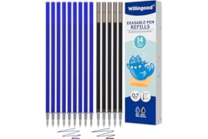 WILLINGOOD Refill per Penna Gel Cancellabile,compatibili con Legami [9 blu e 5 nero, confezione da 14 pezzi] Altezza 13 cm, Inchiostro Termosensibile, Punta 0,7 mm, Particolarmente adatto per la scuola