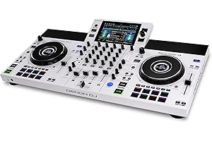 Denon DJ SC LIVE 4 WHITE Controlador DJ Autónomo con Stems en 4 Canales, streaming por Wifi, Altavoces Internos, Compatible con Serato DJ y Virtual DJ