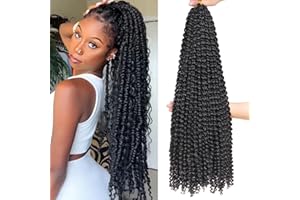 Leeven 30 Pouces Passion Twist Crochet Braids Hair for Butterfly Faux Locs 7 Packs Long Water Wave Crochet Hair Passion Twists Braiding Hair Bohemian Braids Hair Extensions 1B#