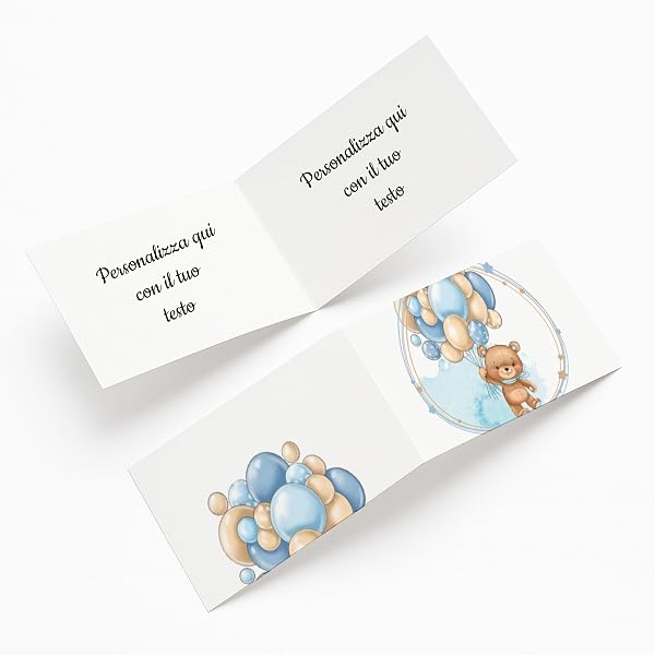 50 Bigliettini Bomboniera Per Battesimo Con Elefante Azzurro – Personalizzabili Con Nome E Data, Stampa Inclusa