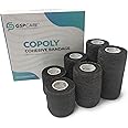 GSPCARE Mix Size Self-Adherent Elastic Cohesive Bandage Include Vet Wrap and Human Wrist,Ankle,Knee (Black, 2"3"4")