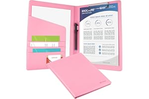 Porte-bloc GES en cuir pour CV - Porte-bloc A4 pour entreprise, école, bureau, conférence (rose)