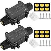 2 Pieces IP68 Waterproof Junction Boxes, 2 Way Electrical Outdoor Waterproof Cable Connector Connector Connectors for Waterpr