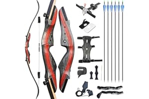 ‎WOLFMAN wolfman 62" Bogenschießen Recurve Bogen und Pfeil für Erwachsene 20-50lbs Takedown Holzbogen Set Recurvebogen Set für Jagd & Zielschießen Rechtshänder