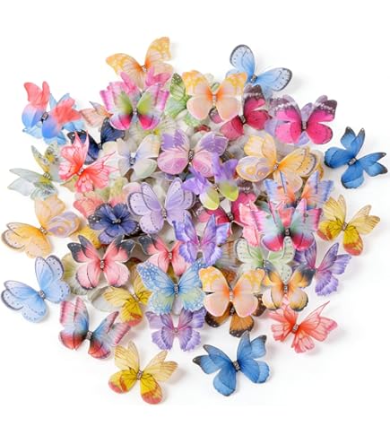 60 stuks organza stof vlinder applicaties vlinders voor ambachten kleurrijke 3D kant vlinder 2 lagen 10 stijlen wanddecoratie voor doe-het-zelf bruiloft feest decoratie kleding ornament woondecoratie