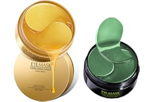 GDGFJ Under Eye Collagen Patches, 24k Gold Collagen Eye Mask, Hydrogel Under Eye Patches Under Eye Mask for Reducing Dark Circles & Puffy Eyes (Gold+Seaweed)