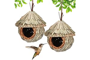 Pomurom per Uccelli, Casetta per Uccelli Naturale Tessuto a Mano, per Uccellini Esterno, Casetta per Uccelli da Appendere, Adatto per Piccoli Uccelli Colibrì Cince, Decorazioni da Giardino, 15x19cm