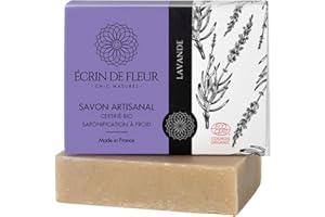 Écrin De Fleur – Savon Lavande, pour tous Types de Peaux, Savon Artisanal Bio Certifié, Saponifié à Froid, 1x90g