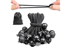 ‎MOINKERIN Moinkerin 50 Stück 10cm Schwarze Spanngummis mit Kugel - wasserdicht und UV-beständig Expander & Planenspanner Set, geeignet zum Fixieren von Planen, Campingzelten und zur alltäglichen Aufbewahrung