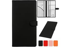 Srandme Car Registration and Insurance Holder, Leather Vehicle Glove Box Car Organizer Wallet with Magnetic Shut for Documents, Cards, Paperwork, Driver License, Black