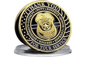 MERCOLLECTION Pièce de monnaie « God Bless The Police Challenge » en métal doré avec inscription « Thank You for Your Service »