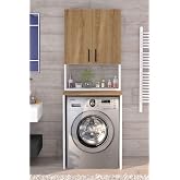 Moonlife &Uuml;st Dolaplı &Ccedil;ok Ama&ccedil;lı &Ccedil;amaşır Makinesi Dolabı Meşe