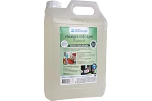 Vinaigre blanc Français - 5L- Nettoyant Multi-Usages, Lessive, Linge, Détartrant - Issue Fermentation Naturelle d’Origine Végétale, Acide Acétique - La Compagnie du Bicarbonate, Fabriqué en France
