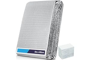 DUDSOEHO Heizkörper-Reflektorfolie – Heizkörper-Reflektorplatten für Zuhause, 5m x 60cm, 3mm Dicke, wärmereflektierende Isolierfolie mit Klebepad, Blasen-Heizkörperfolie spart Energie und Geld