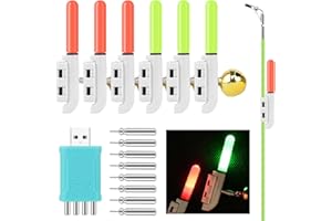 Mineup Knicklichter Angeln, 6 Stück Angeln Alarm Glocke, Elektronischer Bissanzeiger Angeln, Nachtangeln Biss Alarm, Led Bissanzeiger Rutenspitze, Nachtlicht Knicklicht Angeln Knicklicht Angelzubehör