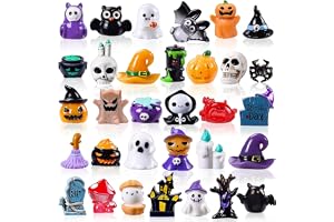 32 stycken miniornament av konstharts, minidjurfigurer, halloween spökdekoration, miniatyr harts ornament, minis halloweenfig