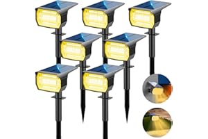 LOTMOS Spot Solaire Exterieur [7 Pack/72LED], 3 Modes IP67 Étanche Lampes Solaires Exterieures Jardin, 3000K Fonction 2 en 1 Spot Exterieur Pour Cour, Clôture, Chemin, Allée, Porche, Jardin