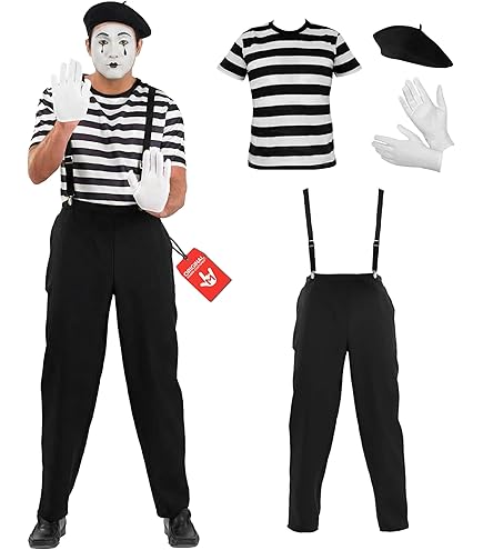 Mime kostuum voor meisjes met rode baret
