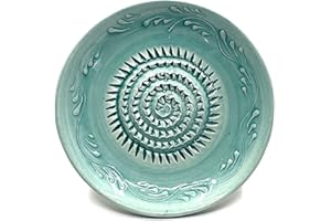 Kaladia Ceramiczny talerz-tarka – idealny do imbiru, parmezanu itd. – wzór: w kolorze turkusowym – średnica: 12 cm – ręcznie robione i malowane – wyprodukowano w Hiszpanii