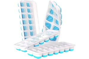 ‎DOQAUS DOQAUS Eiswürfelform Silikon, 14-Fach Eiswürfelbehälter mit Deckel, Silikondichtung Luftdicht & Wasserdicht LFGB Zertifiziert, Stapelbar Eiswürfelschalen Eiswürfel Ice Tray Ice Cube… (Hellblau)