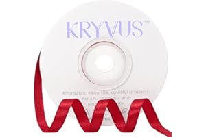 Kryvus Red Satin Ribbon, 6mm x 22M Single Face Red Ribbon, Solid Color Satin Ribbon Perfect for Gift Wrapping, Crafts, Bow Making, Sewing and Wedding Decorations