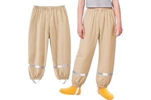 Baogaier Pantaloni Impermeabili Bambini, Unisex Impermeabile Pantalone Pioggia Leggero Riflettenti Non Imbottiti Salopette Antipioggia Ragazze Ragazzi Outdoor Abbigliamento per 1-10 Anni
