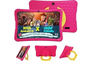 DigiLand Kids Tablet 10.1 inch,Android 15 Tablets,6GB RAM+32GB ROM (Expand to TF) Parental Control,Kids Software Pre-Installed,Dual Camera 2MP+5MP,Android Learning Tablet with Proof Case(Pink)