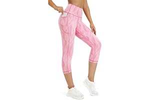 Rexspek Sporthose Damen 3/4 mit Tasche,Blickdicht Leggings Damen Sporthose Jogginghose Damen High Waist Leggins Fitnesshose