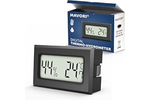 MAVORI® Mini thermomètre hygromètre intérieur petit thermometre digital : Mesure précise de l'humidité intérieure et thermometre interieur pour la mesure de la température et de l'humidité (noir)