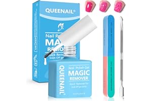 AUBEIFOU 1 Piece Gel Nail Polish Remover 15ml,Fast Gel Acrylic Polish Remover,Gel Remover with 1 Gel Polish Scraper & 1 Nail File,Quickly Easily Clean,No Damage To Nails