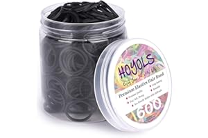 HOYOLS Bandas Elásticas para Cabello Negras (1.9 cm) - Ligas Mini Sin Látex para Bebés/Niñas, 600 Unidades (Talla M)