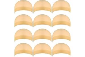 CASEETO 12 Pack Nylon Cap de Perruque pour Femmes Et Hommes (Beige Naturel)