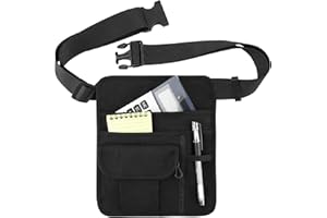 Gereton Restaurant Waiter Waist Money Pouch, Waitress Apron Bag Pencil Holder, Adjustable Black Restaurant 5-pocket Apron Pocket Organizer, for Cafes KTV